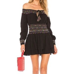 Majorelle Black Pom Pom Carly Marie Mini Dress